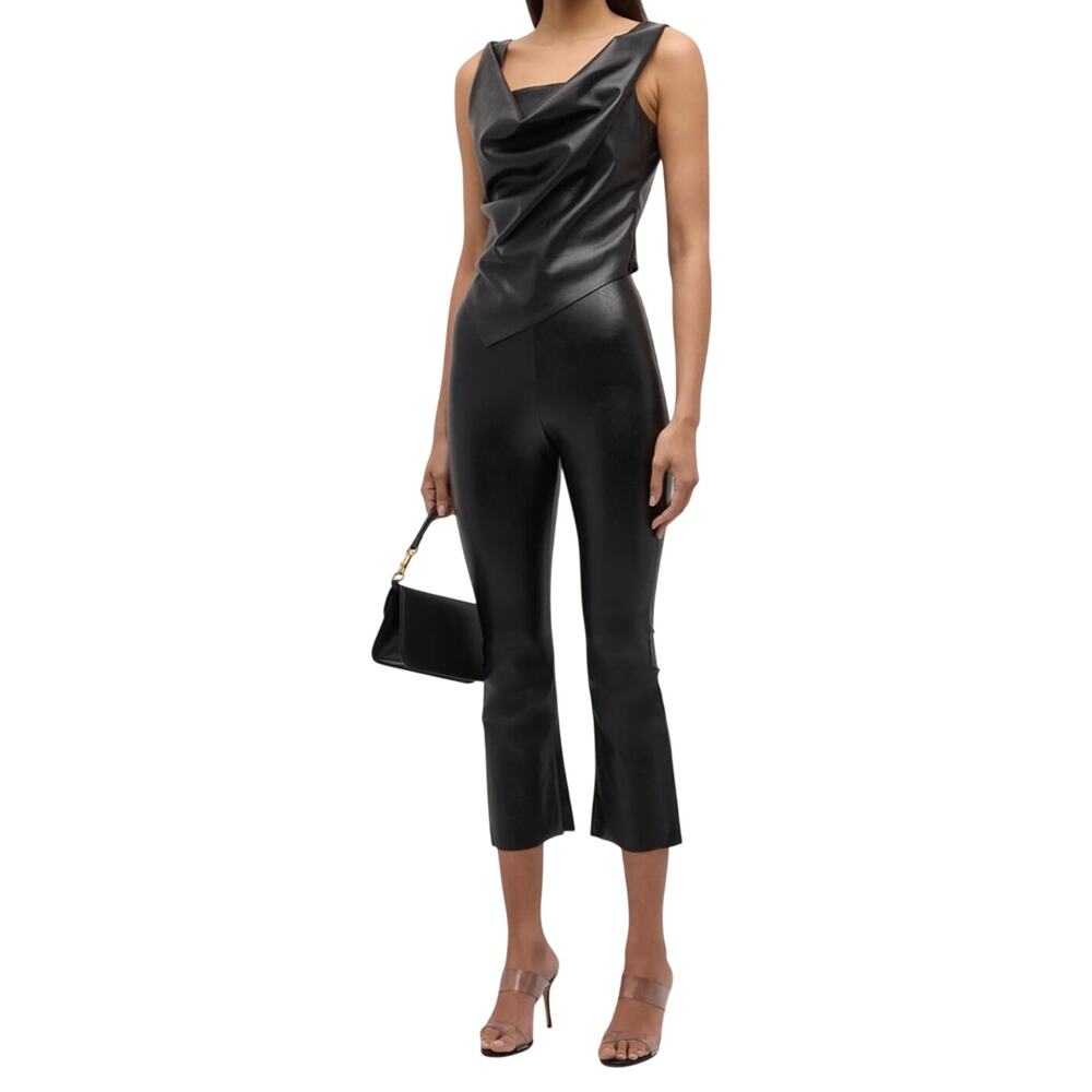 Commando Women’s black faux leather cropped flare legging Small NEW